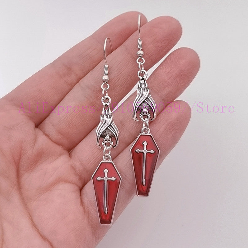Wholesale Vampire Cross Coffin Tombstone Earrings